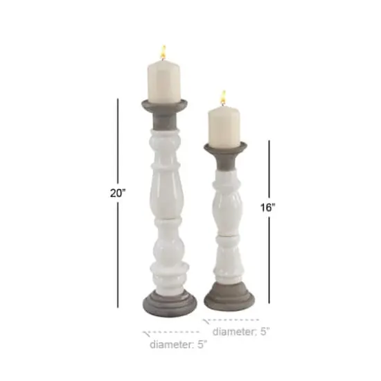 White Stoneware Country Candle Holder Set {5}