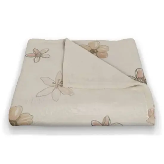 Florals Coral Fleece Blanket White {3}