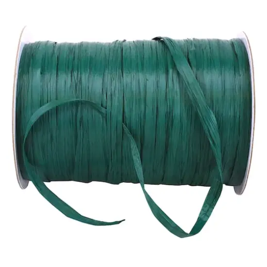 JAM Paper 1/4" Matte Raffia Ribbon, 100yd. Hunter Green {1}