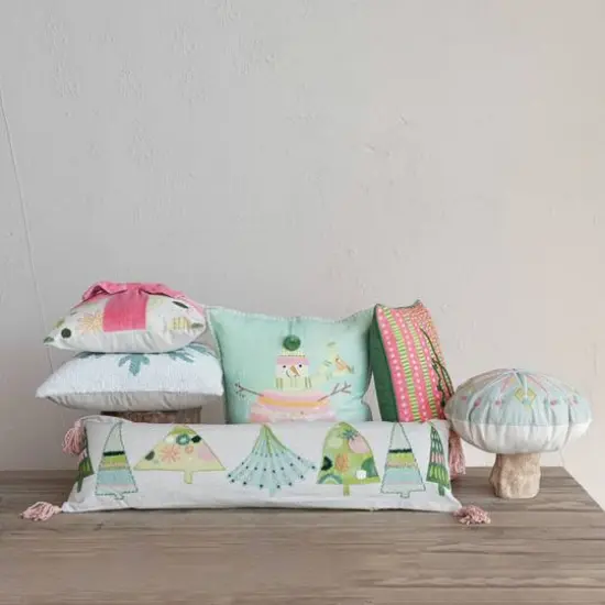 Hello Honey&reg; 20" Multicolor Merry Embroidered Lumbar Pillow {3}