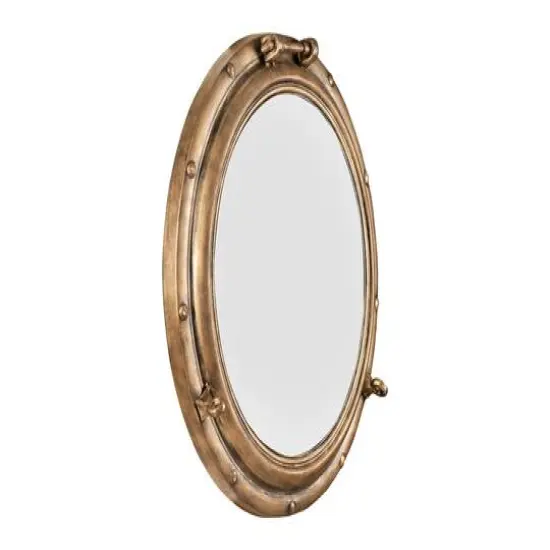 Hello Honey&reg; 22" Round Porthole Framed Wall Mirror Gold {6}