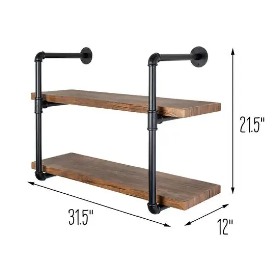 Honey Can Do Black 2-Tier Industrial Wall Shelf {8}