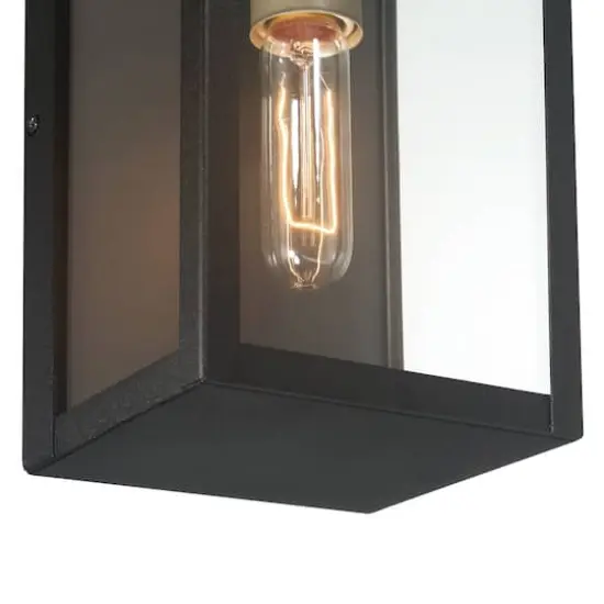Hello Honey&reg; Lloyd Matte Black Modern Minimalist Metal & Glass Wall Mounted Outdoor Light {9}