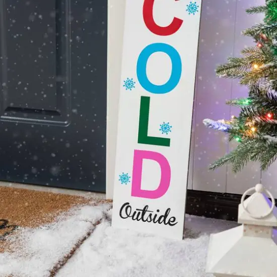 Glitzhome&reg; 4.5ft. Wooden Snowman Porch Sign with Fabric Dangling Legs {7}