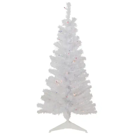 4ft. Pre-Lit White Rockport Pine Artificial Christmas Tree, Multicolor Lights {1}