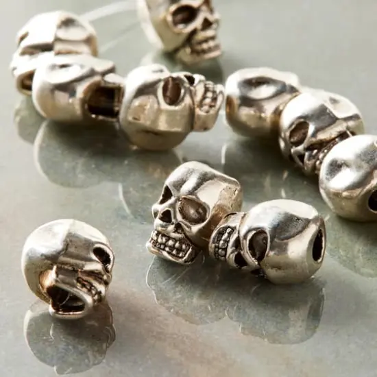 Silver Plated Metal Skull Beads, 12mm by Bead Landing&trade; {3}