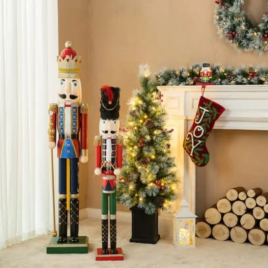Glitzhome&reg; 54" Wooden Christmas Glitter King Nutcracker {4}