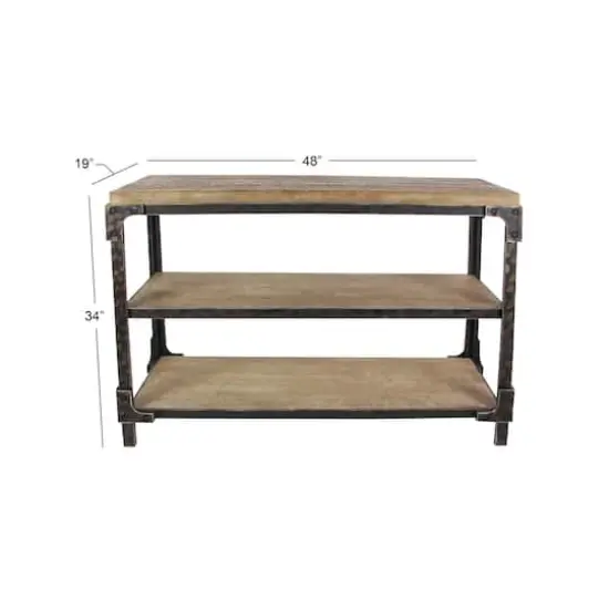 4ft. Brown Industrial Wood Console Table {8}