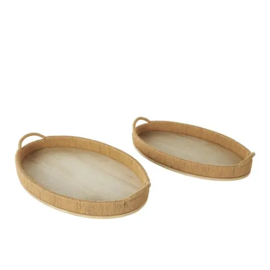 Brown Wood Tray with Wood Base Set {5}