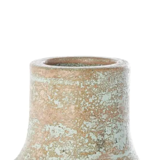 Brown Ceramic Antique Style Textured Patina Vase {6}