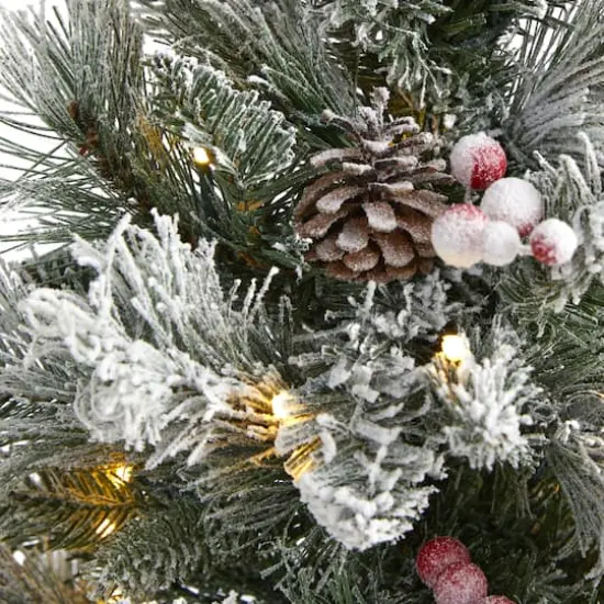 2ft. Pre-Lit Flocked Pinecones & Berries Artificial Christmas Tree with Clear LED Lights {4}