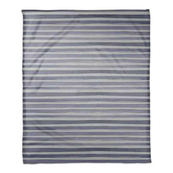 Watercolor Stripes Coral Fleece Blanket Blue {1}