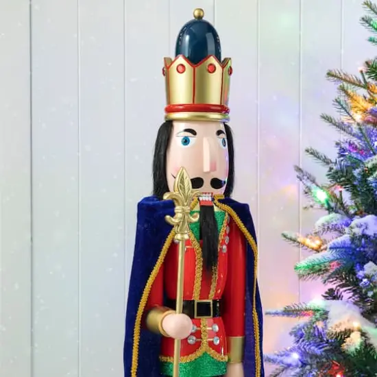 Glitzhome&reg; 3ft. Wooden Christmas King Nutcracker {6}