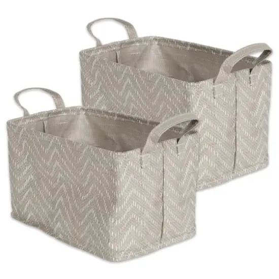 DII&reg; Small Stone & Cream Tribal Chevron PE-Coated Woven Paper Laundry Bin, 2ct. {1}