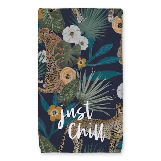 Just Chill Tropical Cheetah Tea Towel Set Navy {3}