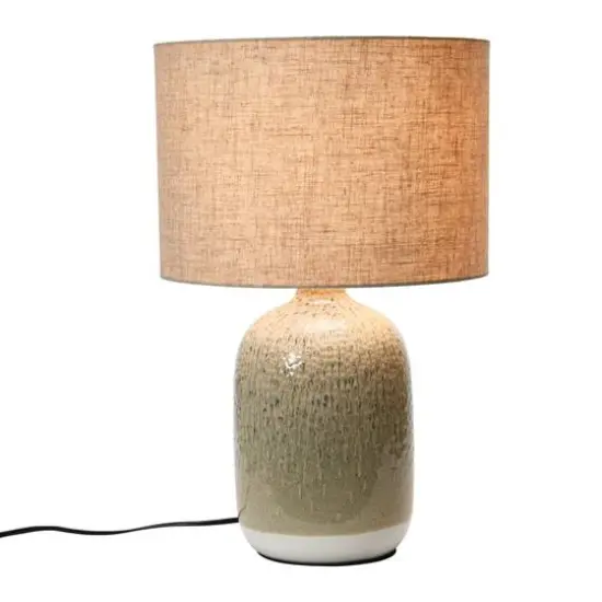 Hello Honey&reg; 22" Taupe Reactive Glaze Stoneware Table Lamp with Linen Shade {7}