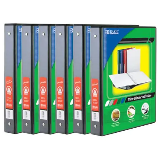 BAZIC&reg; 3 Ring View Binder with Pockets, 6ct. Red {2}