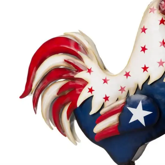 Glitzhome&reg; 21" Metal Patriotic Rooster Porch D&eacute;cor {7}