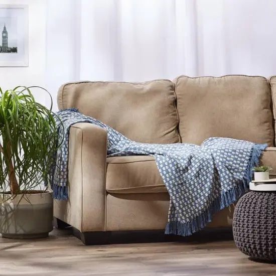 DII&reg; Stonewash Blue Urban Check Throw {4}