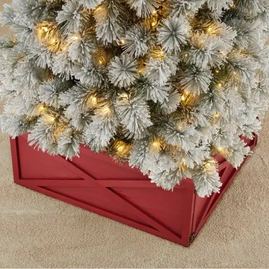 Glitzhome&reg; 32" Red Wooden Tree Collar {3}