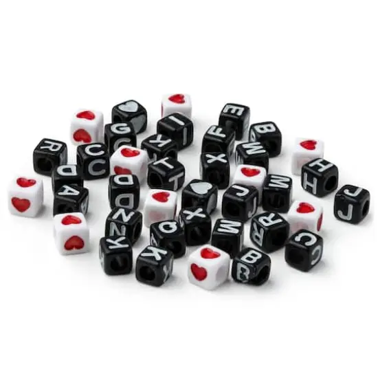 Black Alphabet Square Cube Beads by Creatology&trade; {1}