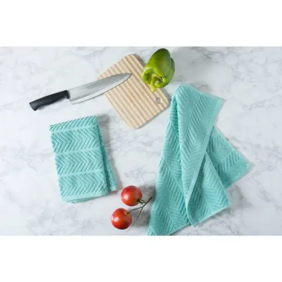 DII&reg; Chevron Luxury Barmops, 4ct. Aqua {5}