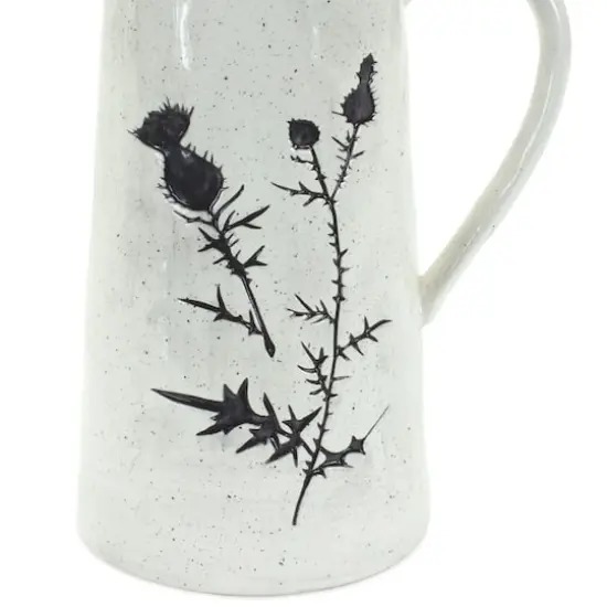 10" Speckled Rustic Thistle Etched Pitcher Vases, 2ct. {4}
