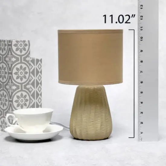 Simple Designs 11" Mini Ceramic Pastel Table Lamp Tan {5}