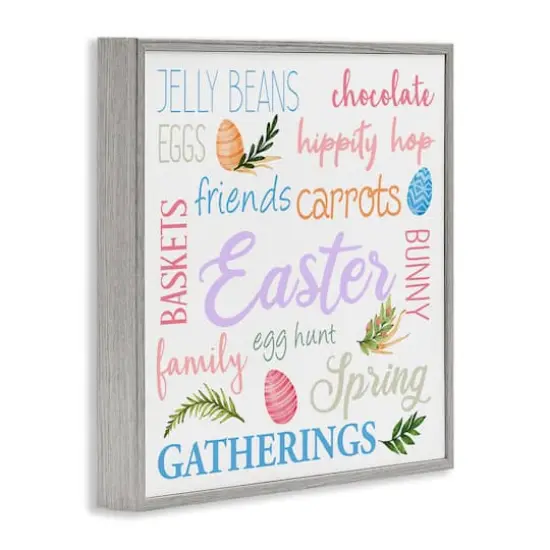 Stupell Industries Festive Easter Activity Sign Patterned Eggs Motif Framed Giclee Art Gray {4}