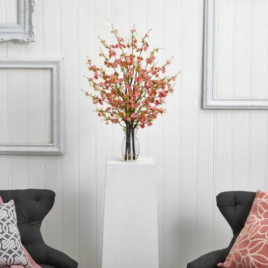 2ft. Pink Cherry Blossom in Glass Vase {3}