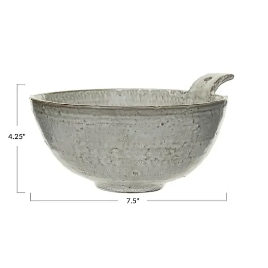 Hello Honey&reg; 7.5" Cream Large Stoneware Bowl with Handle {5}