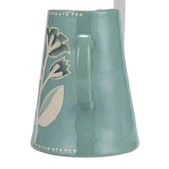Hello Honey&reg; 8" Blue Hand-Painted Wax Relief Pattern Stoneware Pitcher {6}