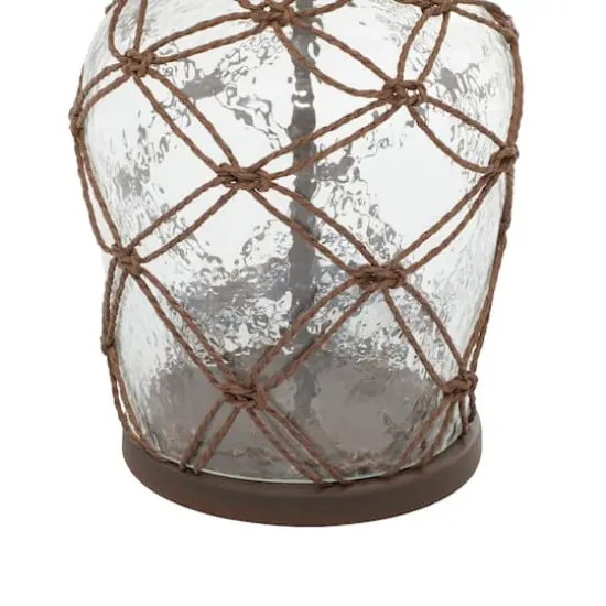 29" Brown Glass & Iron Coastal Table Lamp {4}