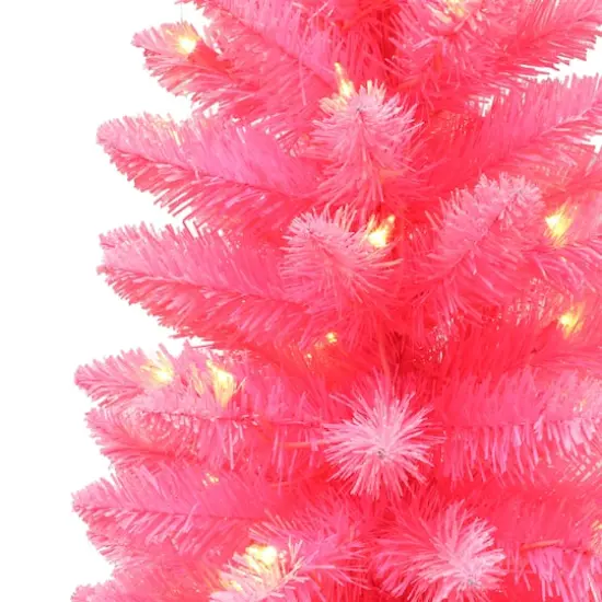 3ft. Pre-Lit Pink Artificial Christmas Tree, Clear LED Lights {3}