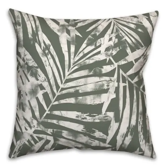 18" x 18" Distressed Leaves Indoor/Outdoor Throw Pillow Sage {1}