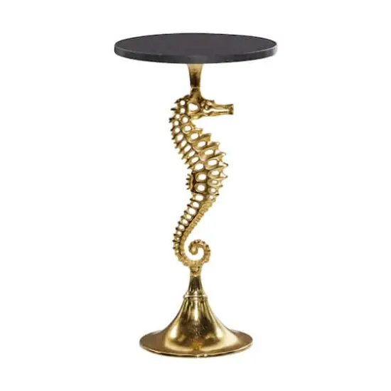 25" Gold Aluminum Coastal Accent Table {1}