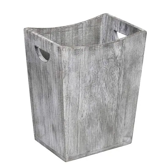 Rustic Farmhouse Style Wood Wastebasket Bin Gray Green {1}