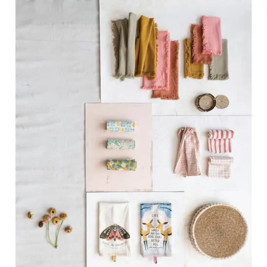 Hello Honey&reg; Red & White Grid & Stripes Cotton Tea Towels Set {4}