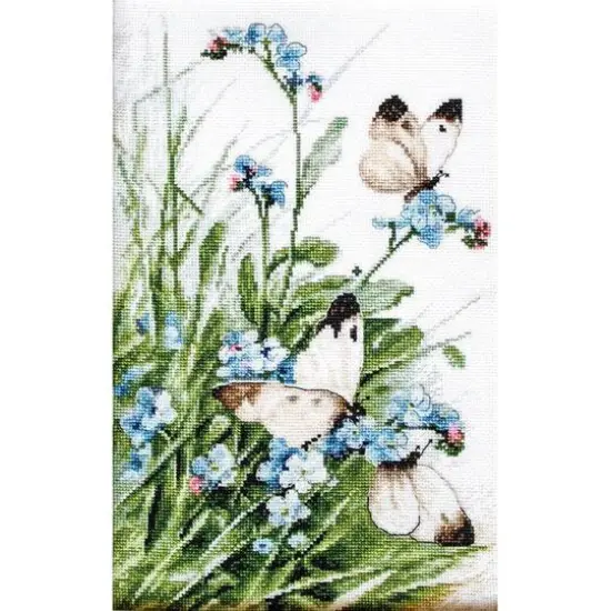 Letistitch Butterflies And Bluebird Flowers Counted Cross Stitch Kit {9}