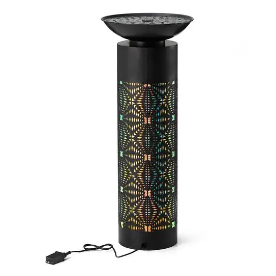 Glitzhome&reg; 35.75" Metal LED Cutout Pattern Outdoor Fountain {7}