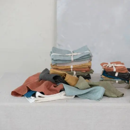 Hello Honey&reg; 18" Square Stonewashed Linen Dinner Napkins, 4ct. Mustard {4}