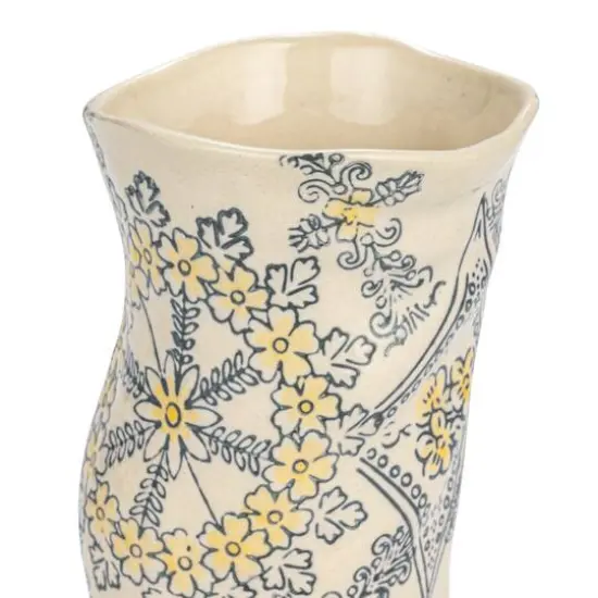 Hello Honey&reg; 7" Multicolor Wax Relief Patterned Round Stoneware Vase Set {5}