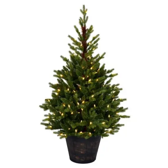 4ft. Pre-Lit Reeder Pine Artificial Christmas Tree, White LED Lights {1}