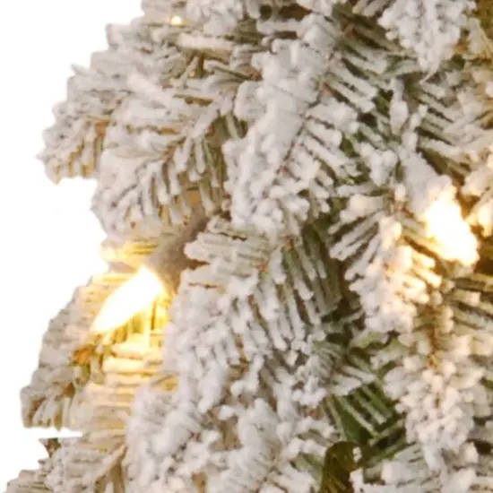 4 ft. Pre-Lit Snowy Downswept Forstree Slim Flocked Artificial Christmas Tree, Clear Lights {4}