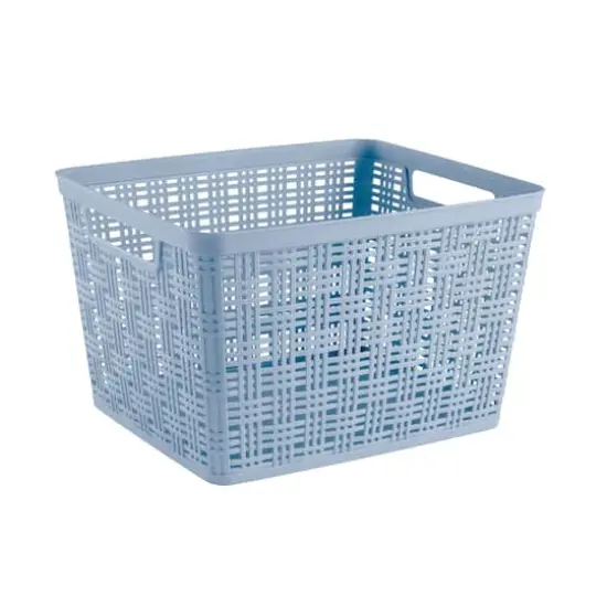 Blue Plastic Wicker Storage Basket by Simply Tidy&reg; {1}