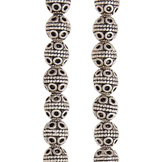 Silver Plated Carved Round Beads, 8mm by Bead Landing&trade; {1}