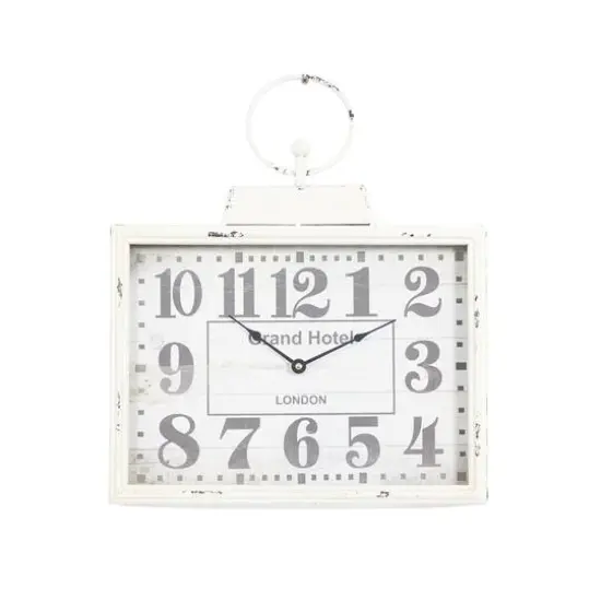 16" White Metal Vintage Wall Clock {1}
