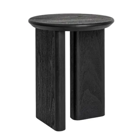 Hello Honey&reg; Black Asymmetrical Fir Wood Round End Table {1}
