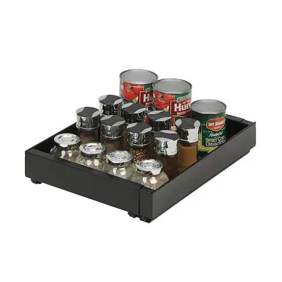 SunnyPoint Pull-Out Cabinet Organizer Expandable Drawer Shelf Black {3}