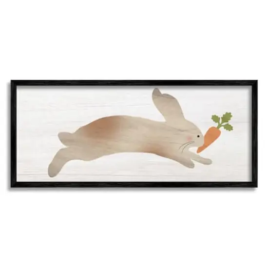 Stupell Industries Rabbit & Carrot Grain Pattern Framed Giclee Art Black {1}